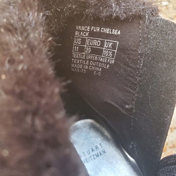 Stuart Weitzman Black Crystal Stud Vance Fur Chelsea Faux Boots 11 - Picture 9 of 10